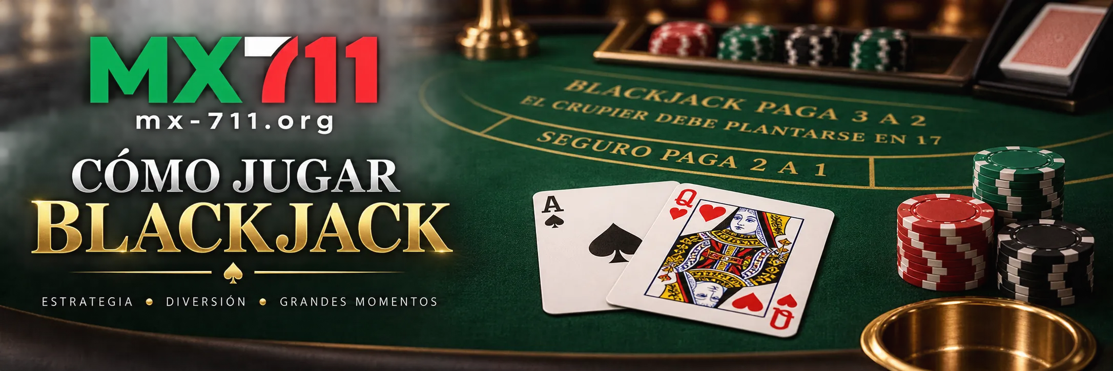Mano inicial de blackjack en mesa de juego con cartas y fichas ordenadas