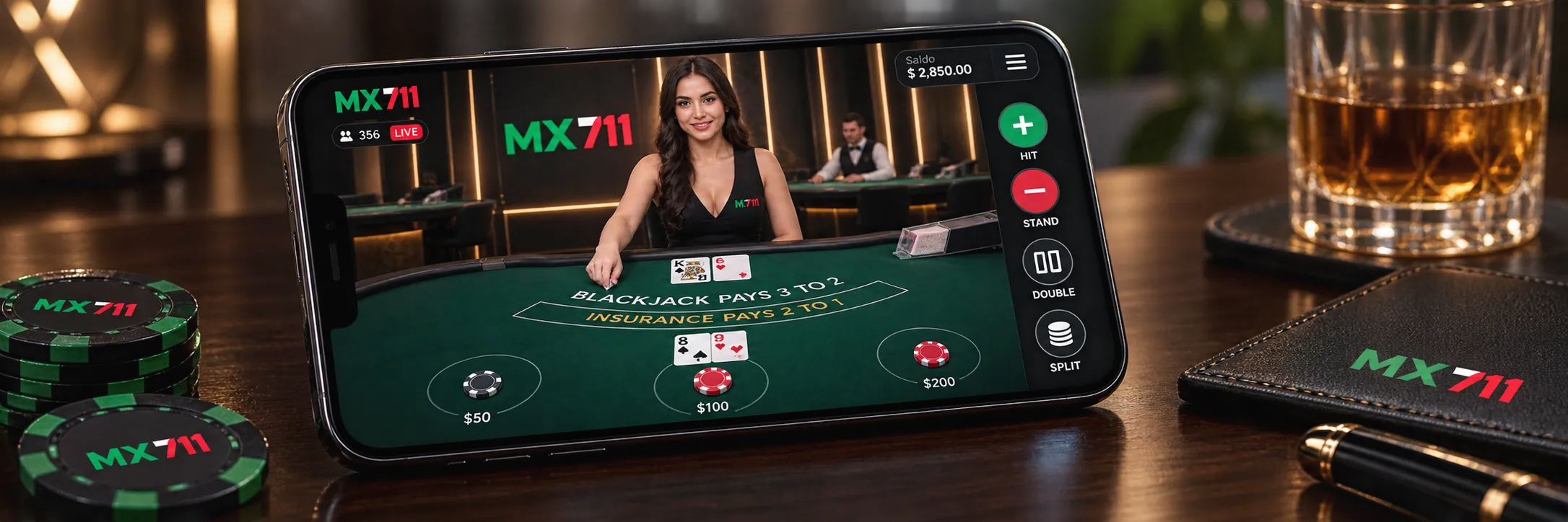 Transmisión en tiempo real de mesa en vivo en dispositivo móvil